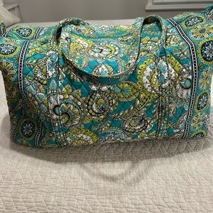 Vera Bradley Green and Blue Travel Bag with Paisley Design